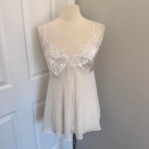 Y2K WHITE‎ CALIFORNIA MISS SPLIT FRONT SHEER SLIP TOP